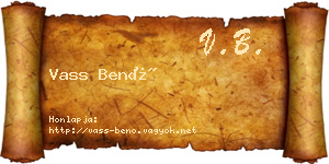 Vass Benő névjegykártya